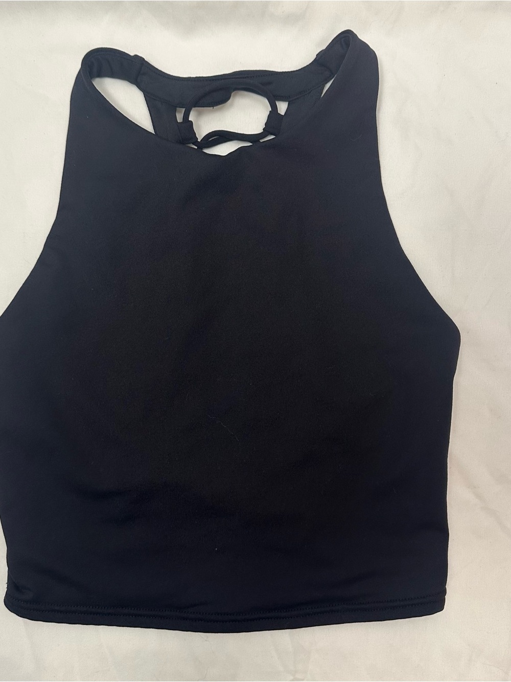 ALO Yoga Black High-Neck Crop Tank with Strappy Back